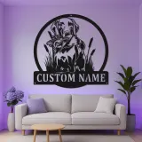 Panneau de chasse personnalisé Labrador Retriever | Décoration murale en métal rétroéclairée pour chasseurs | Décor de chasse au canard personnalisé