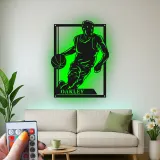 Custom Basketball Player Led Light Metal Wall Art Personalized Sports Gift for Athletes Game Room Decor