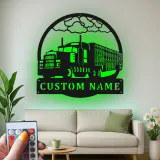 Arte murale in metallo personalizzata per camion semi | Insegna LED per big rig personalizzata | Targa per camionista per garage, ufficio e man cave | Regalo per camionista