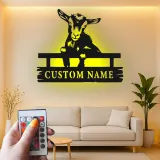 Letrero de metal LED de cabra personalizado | Decoración farmhouse personalizada | Arte mural rústico de granja para agricultores