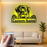 Décoration murale en métal personnalisée avec lumière LED de Rottweiler