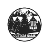 Décoration murale en métal LED personnalisée pour disc golf - Cadeau pour les golfeurs