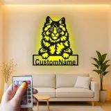 Custom Maine Coon Cat Led Light Metal Wall Art Personalized Pet Lover Gift Bedroom or Living Room Decor