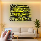 Décoration murale en métal personnalisée avec éclairage LED Ambulance - Cadeau personnalisé pour les EMTs et décoration de bureau des services d'urgence