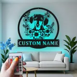 Cartel de metal LED personalizado de Dachshund, regalo para amantes de los perros, decoración para el salón