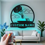 Custom Parasailing Metal Wall Art | Personalized LED Name Sign for Beach House | Nautical Boat & Lake Cabin Decor