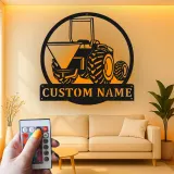 Insegna in metallo LED personalizzata per trattori - Regalo per agricoltori, decorazione per fattoria