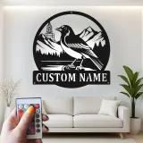 Custom Magpie Mountain Scene Led Light Metal Wall Art Personalized Nature Lover Gift Rustic Home Decor