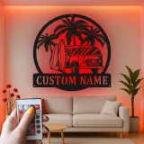 Custom Surf Van Led Light Metal Wall Art Personalized Beach Lover Gift Coastal Decor for Surf Enthusiasts