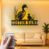 Custom Duck Family Led Light Metal Wall Art Personalized Nature Lover Gift Bedroom or Nursery Decor
