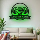 Cartel de metal LED de mancuerna para amantes del gimnasio