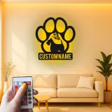 Décoration murale en métal personnalisée de patte de Scottish Terrier avec rétroéclairage LED - Cadeau pour les amoureux des chiens et décoration de salon