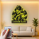 Personalisierte LED-Schädel Metall-Wandkunst – Einzigartiges Geschenk für Schweißer