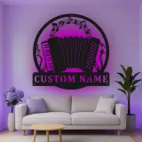 Custom Accordion Led Light Metal Wall Art Personalized Musician Gift Music Room Decor for Accordion Lovers