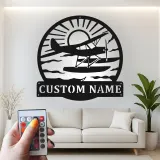 Insegna in metallo per idrovolante personalizzata | Arte murale LED personalizzata | Decorazione per piloti e casa al lago