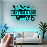 Insegna Nome Insegnante Personalizzata | Arte Murale in Metallo LED per Aula | Regalo Educatore Personalizzato | Decorazione a Tema Mela e Matita