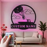 Custom Parasailing Metal Wall Art | Personalized LED Name Sign for Beach House | Nautical Boat & Lake Cabin Decor