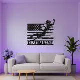 Scuba Diver American Flag LED Art | Personalized Metal Wall Decor | Custom Name Sign for Divers | Nautical Gift