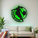 Insegna LED Personalizzata Calciatore | Insegna in Metallo Personalizzata | Decorazione per Stanza Teen e Regalo per Atleta