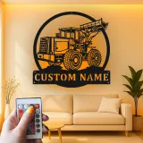 Custom Bulldozer Led Light Metal Wall Art Personalized Gift for Construction Enthusiast Garage or Office Decor 2