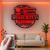 Custom Muscle Car Metal Sign | Personalized LED Garage Decor | Man Cave Wall Art | Gift for Car Enthusiast
