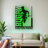 Custom Rugby Player LED Metal Sign | Personalized Athlete Name Light | Sports Game Room Decor | Gift for Coach or Rugby Fan