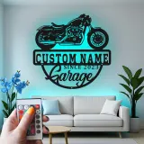 Cartel de metal LED personalizado para garaje de motocicletas, regalo para él, decoración para man cave o garaje 1