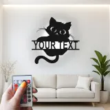 Insegna in metallo personalizzata con silhouette di gatto e luce LED regalo per amanti degli animali decorazione per soggiorno o camera da letto