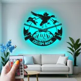 Personalisierte LED-Metall-Wandkunst mit Entenjagd-Motiv – Geschenk für Jäger, Männerhöhle oder Hüttendeko
