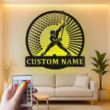 Personalized Hockey Player Sign | LED Metal Wall Art | Custom Name Decor for Game Room | Gift for Athlete