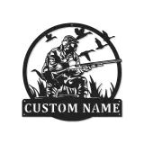 Insegna in metallo personalizzata per cacciatori con anatre con luce LED regalo per cacciatori decorazione per man cave o cabin