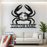 Custom Crab Beach Scene Led Light Metal Wall Art Coastal Gift for Beach Lovers Nautical Decor for Living Room