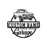 Décoration murale en métal personnalisée camionnette avec rétroéclairage LED - Cadeau de garage pour lui, décoration de man cave