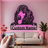 Panneau personnalisé pour Caniche Standard | Décoration murale en métal LED personnalisée | Cadeau pour amoureux des chiens et décor de portrait d'animal de compagnie