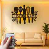 Cartel de metal LED personalizado de utensilios de cocina, regalo para chefs, decoración de cocina para entusiastas de la cocina