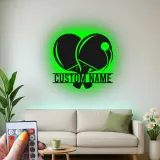Personalized Ping Pong Paddle Sign | LED Metal Wall Art | Custom Table Tennis Gift | Game Room Decor
