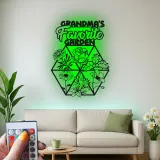 Omas Garten LED-Schild | Personalisiertes Metall-Wandkunst mit Blumenmotiv | Geschenk zum Muttertag