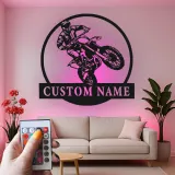 Custom Motocross Rider Led Light Metal Wall Art Personalized Gift for Dirt Bike Enthusiasts Garage or Man Cave Decor 7