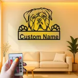Custom Bulldog Led Light Metal Wall Art Personalized Dog Lover Gift Living Room Pet Decor 2