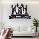 Insegna in metallo LED Donkey Trio Personalizzata Regalo per Fattoria Decorazione Casa Rustica