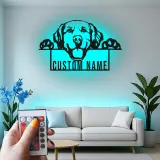 Décoration murale en métal LED personnalisée pour les amoureux des chiens - Golden Retriever