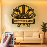 Custom Carpenter Tools Led Light Metal Wall Art Personalized Gift for Woodworkers Workshop Decor 3