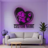 Insegna in metallo personalizzata Labrador con cuore e luce LED regalo per amanti dei cani decorazione per il soggiorno