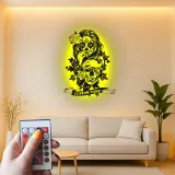 Sugar Skull LED Metal Sign | Personalized Gothic Wall Art | Custom Name Decor for Tattoo Studio & Salon