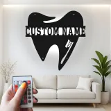 Insegna in metallo LED personalizzata a forma di dente decorazione ufficio dentistico regalo insegna per clinica dentale