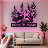 Custom Starfish Metal Sign | LED Ocean Reef Wall Art | Personalized Nautical Decor for Beach House | Coastal Marine Life