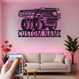 Insegna in metallo LED personalizzata a tema camion ribaltabile per appassionati di costruzione, regalo per garage o ufficio