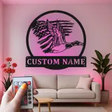 Cartel de metal LED personalizado de pato y bandera americana regalo para cazadores decoración de cabaña rústica
