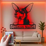 Cartel de metal personalizado con luz LED de chihuahua, regalo para amantes de los perros, decoración para sala de estar