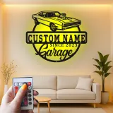 Personalisierte Muscle Car Schild | LED Metall-Wandkunst | Vintage Garagen Dekor | Individuelles Man Cave Geschenk | Lasergeschnittene Autoschilder